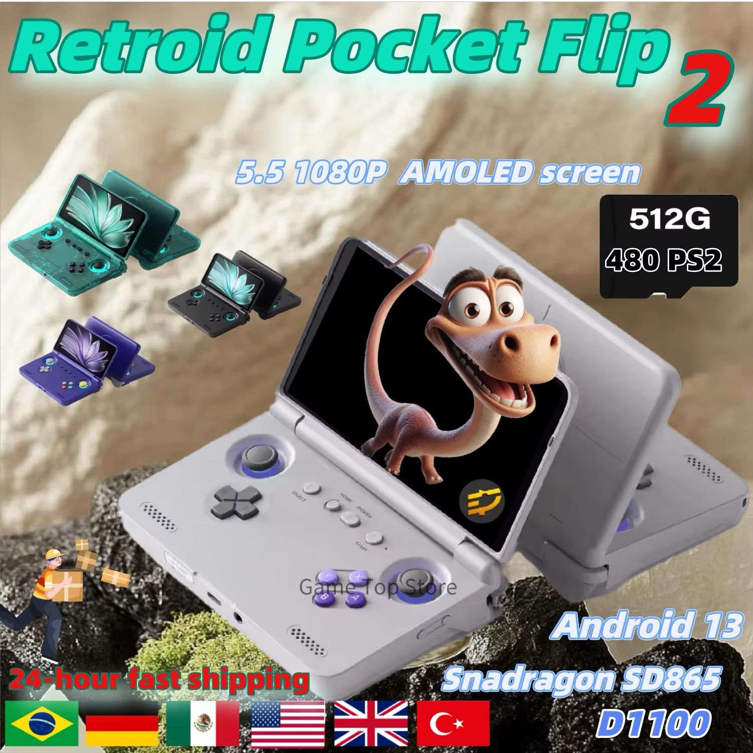 Android Tablet Gaming Accessories - Retroid Pocket Flip 2 Handheld Console