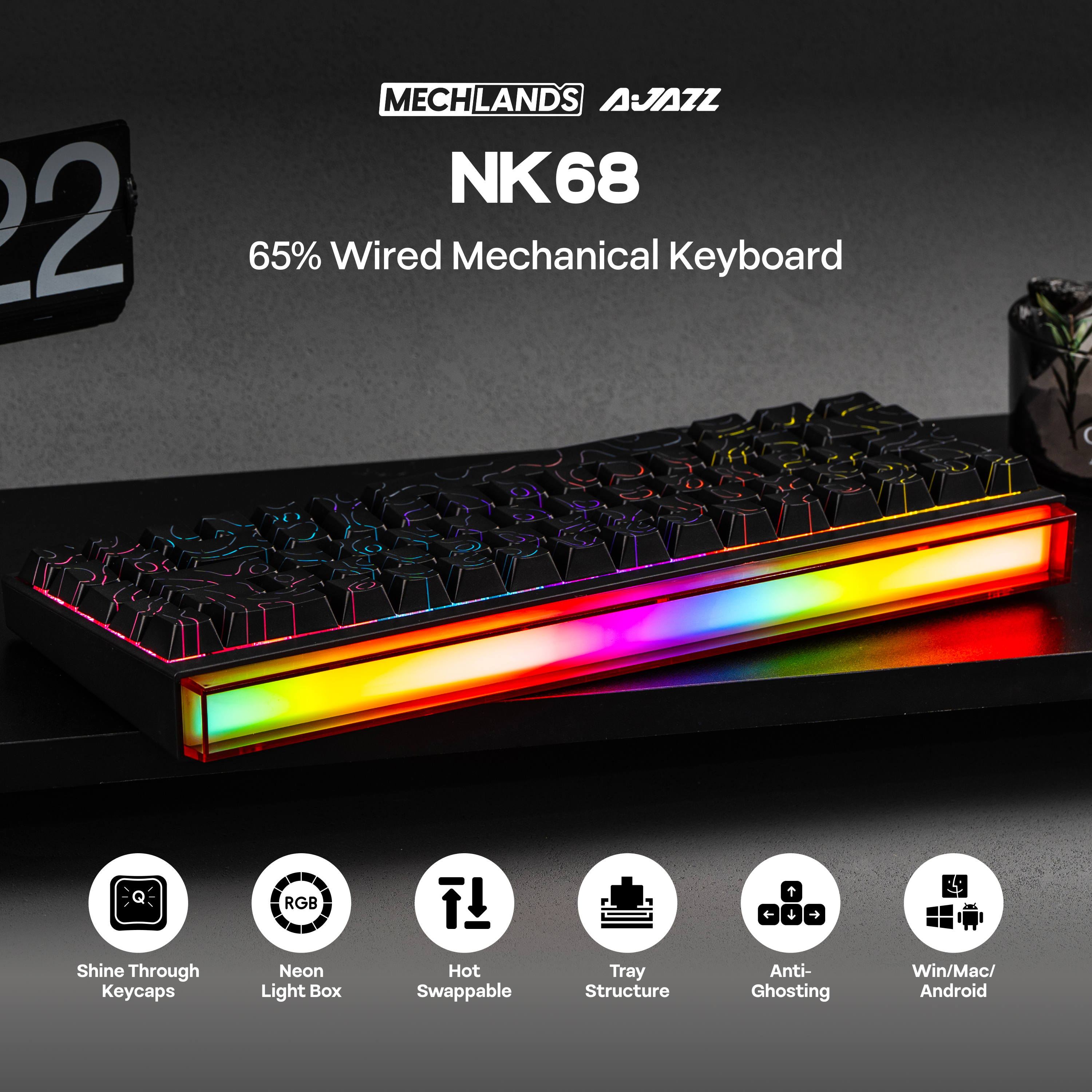 AJAZZ NK68 65% Compact Hot-Swa - Android Tablet Gaming Accessories avaliação e preço