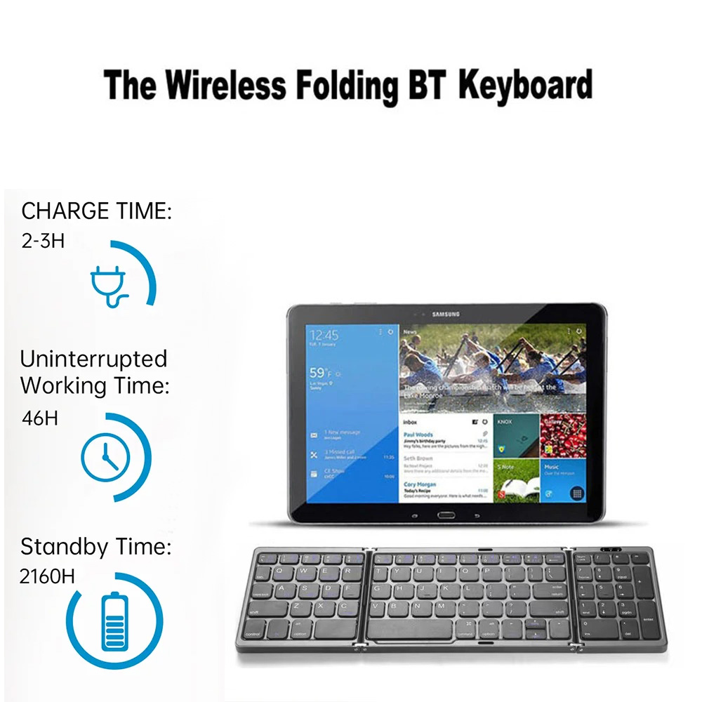 Tri-Fold Bluetooth Keyboard Po - Android Tablet Gaming Accessories avaliação e preço