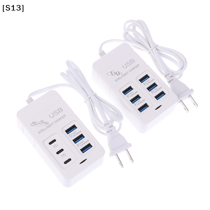 1PC US Plug 6Ports Multiport U - Usb Hub Type C avaliação e preço