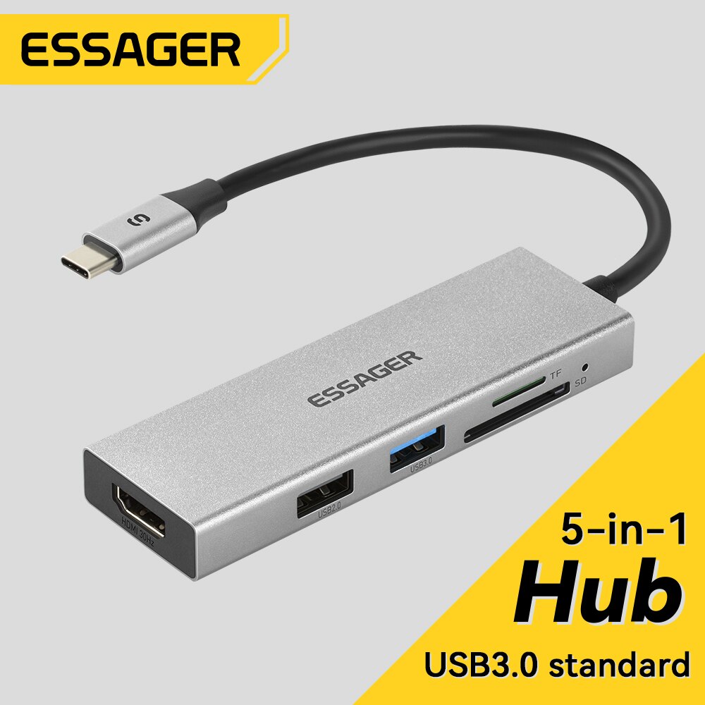 Essager 5 in 1 USB C HUB HDMI- - Usb Hub Type C avaliação e preço