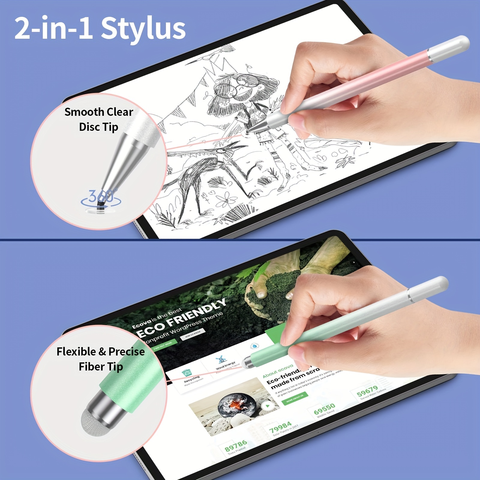 2 in 1 Universal Stylus Pen fo - Drawing Tablet Pen Accessories avaliação e preço