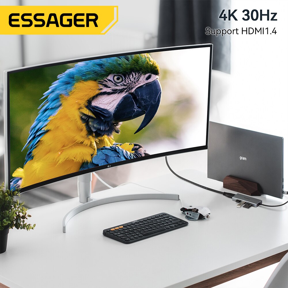 Essager 5 in 1 USB C HUB HDMI- - Usb Hub Type C avaliação e preço