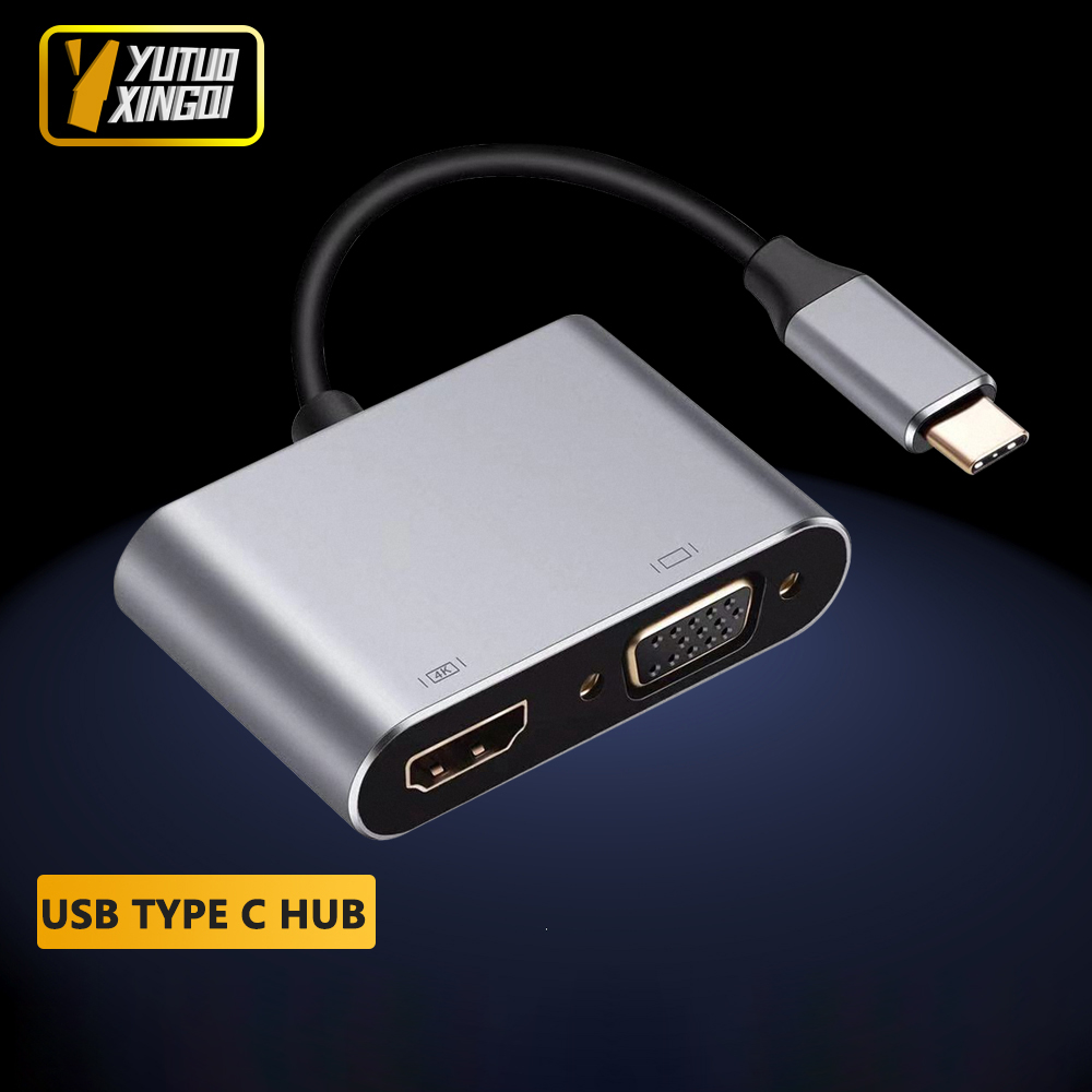 4K USB Type C to VGA 1080P USB - Usb Hub Type C avaliação e preço