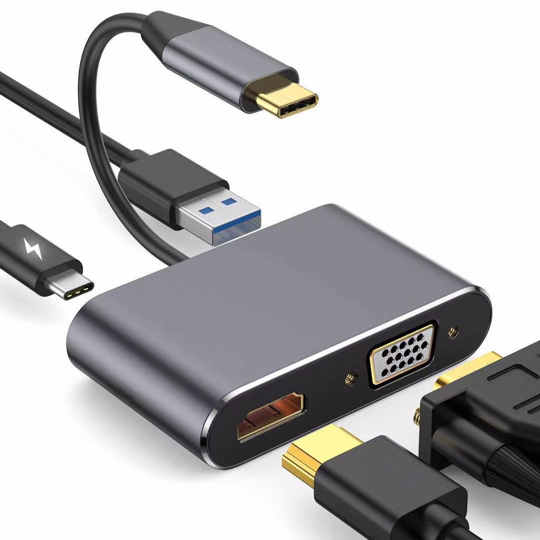 4K USB Type C to VGA 1080P USB - Usb Hub Type C avaliação e preço