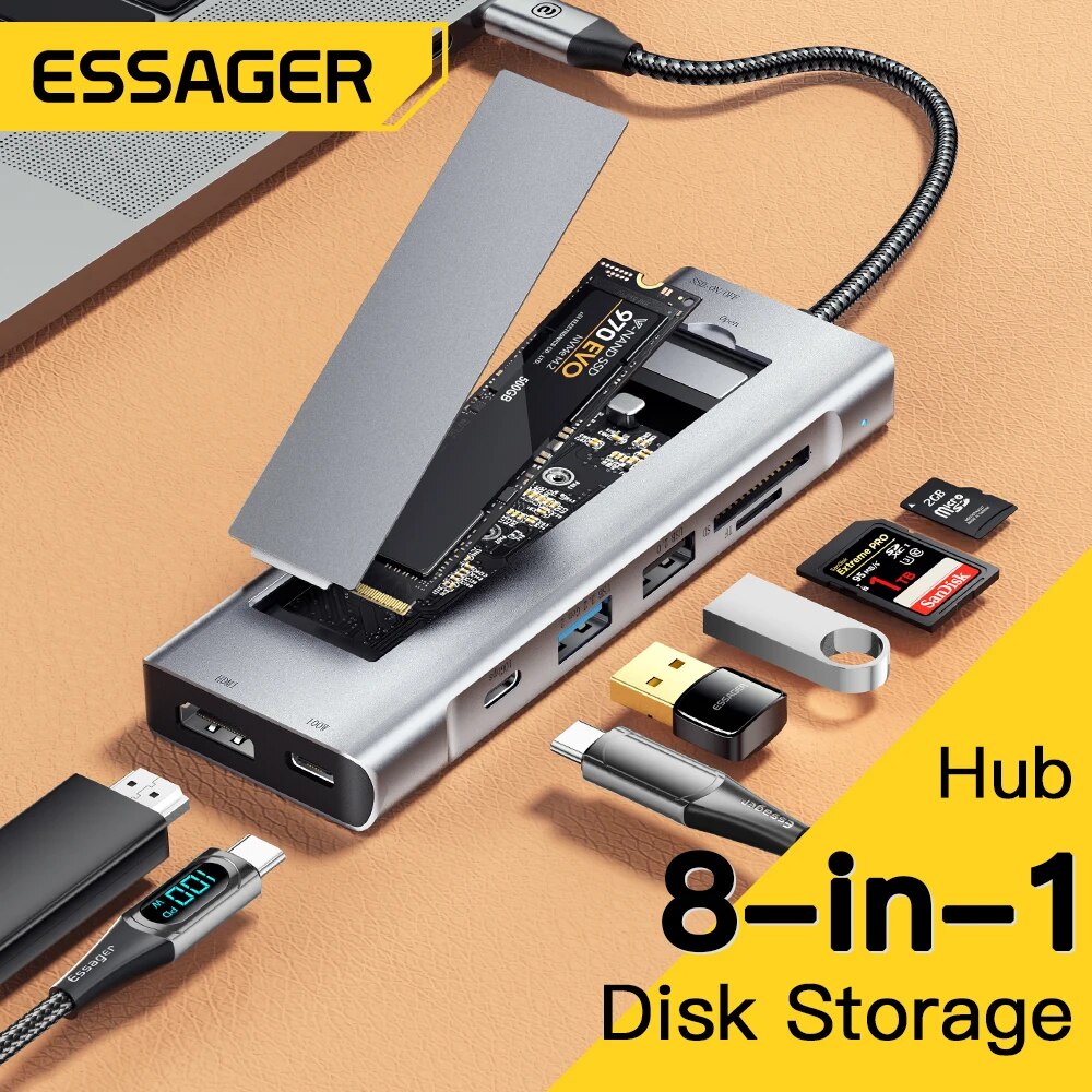 Essager 8-in-1 USB Hub With Di - Usb Hub Type C avaliação e preço