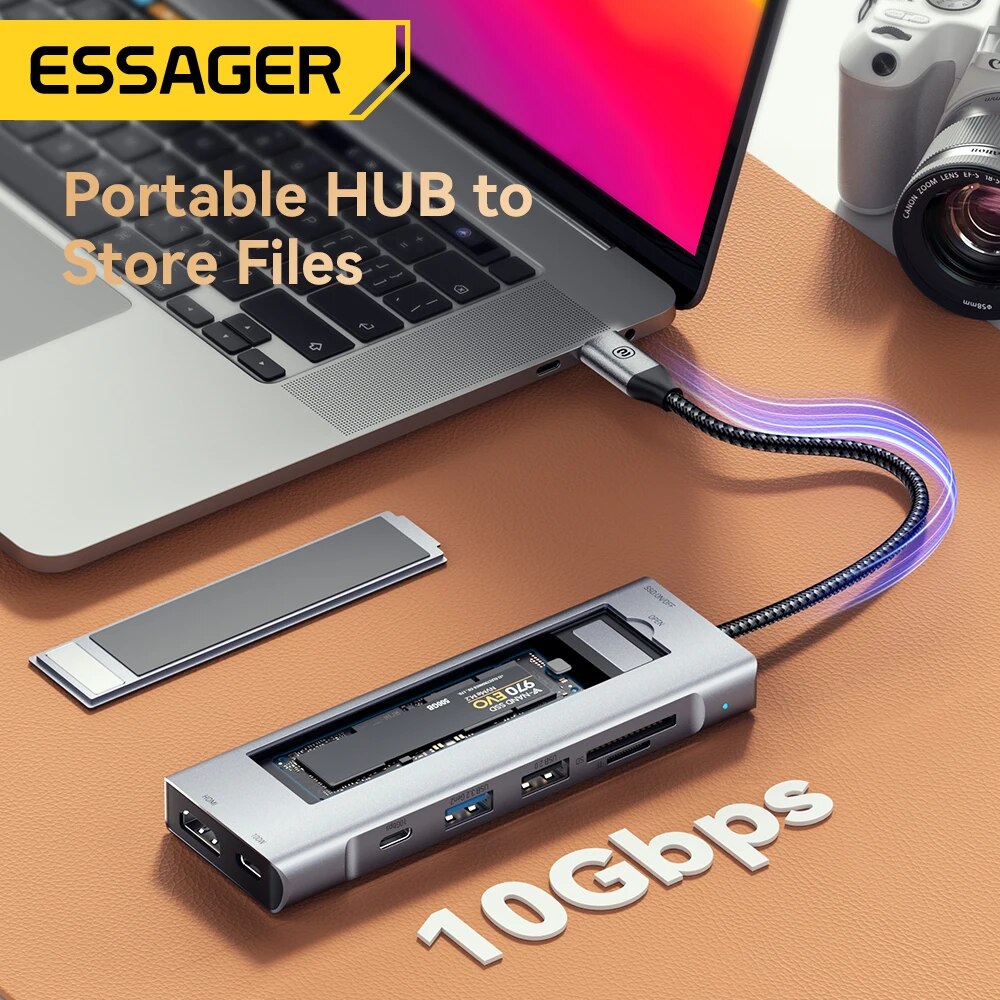 Essager 8-in-1 USB Hub With Di - Usb Hub Type C avaliação e preço