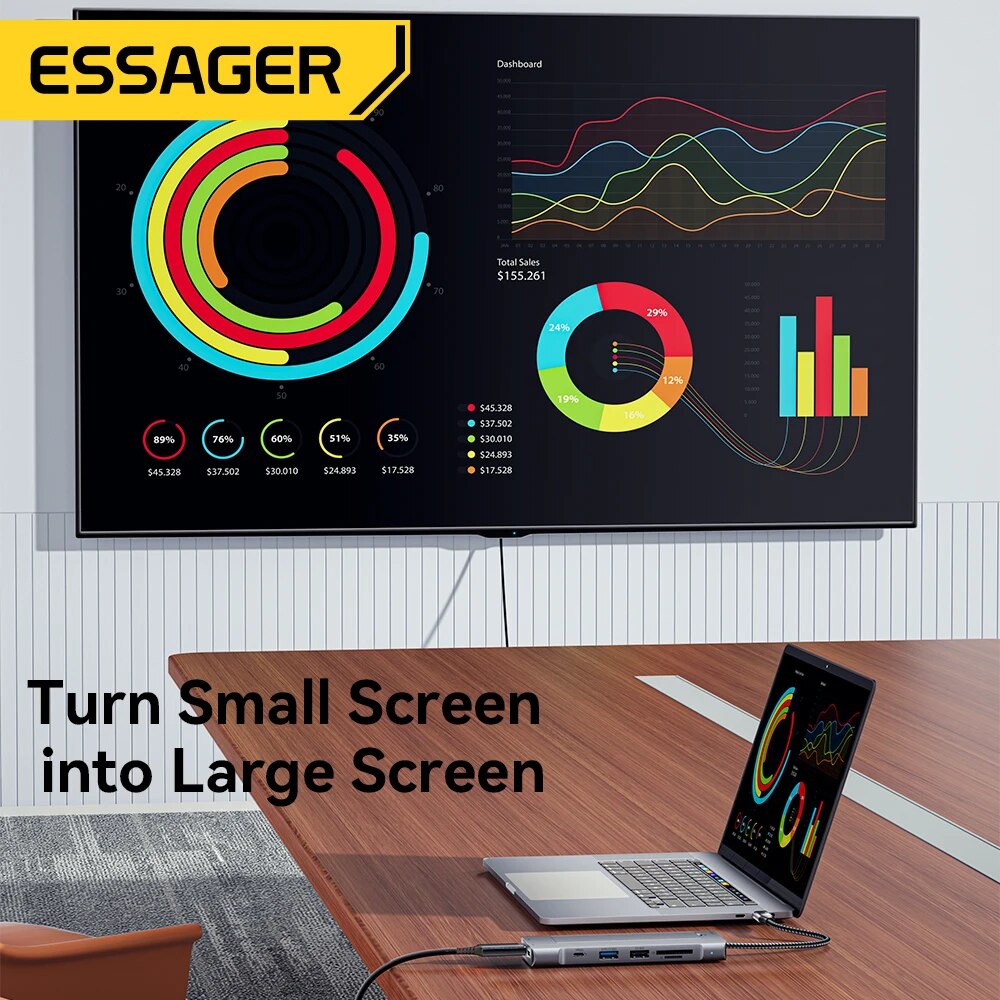 Essager 8-in-1 USB Hub With Di - Usb Hub Type C avaliação e preço